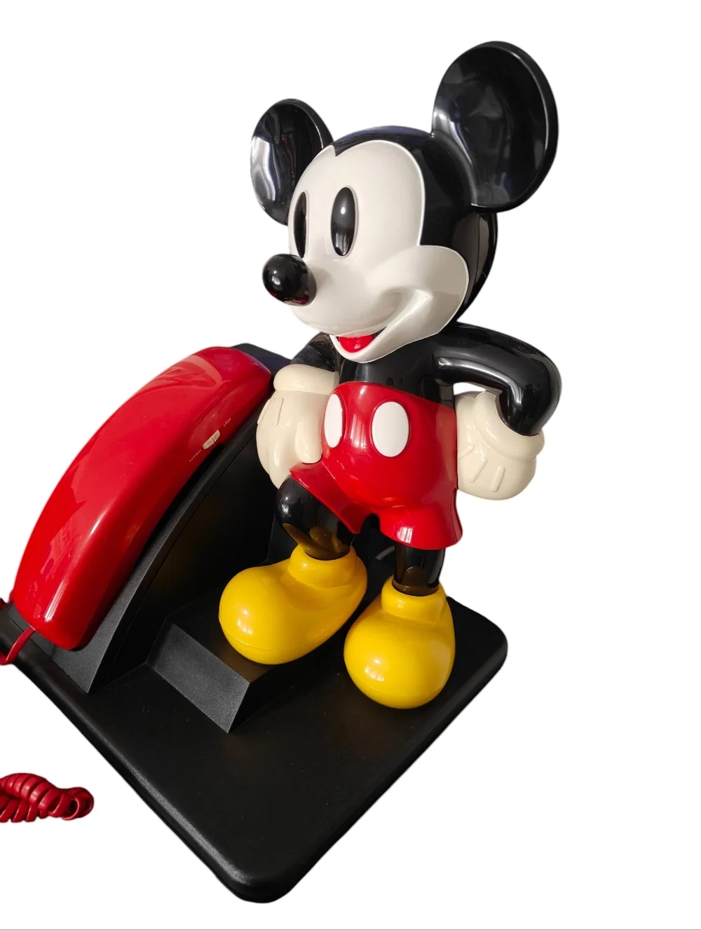 DISNEY VINTAGE 1994 Mickey Mouse Red Corded Telephone - Character Desk Phone